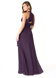 Azazie Aviv Robes de demoiselle d'honneur Robe Trapèze en Mousseline de soie Plissée Prune image2