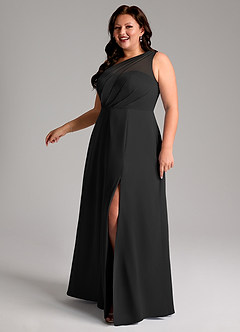 Azazie Phaedra Jurken voor bruidsmeisjes Jurk van Chiffon met A-Lijn One-Shoulder Zwart image6