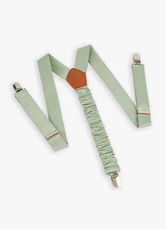 front Boy's Matching Matte Satin Bow Tie & Suspenders Set