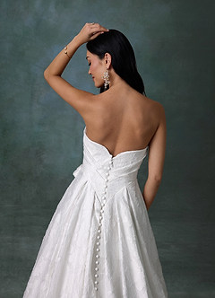 Azazie Ariana Wedding Dresses Diamond White Ball-Gown Strapless Floral Burnout Dress image4