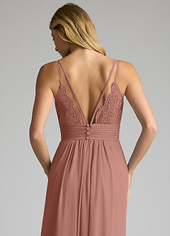 Azazie Maren Allure Bridesmaid Dresses Cedar Rose A-Line V-Neck Lace Chiffon Dress image2