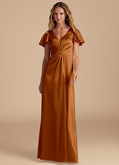 Azazie Soren Final Sale Auburn A-Line Pleated Metallic Satin Dress image1