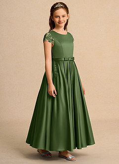 Azazie Bunny Junior Formal Sukienki dla dziewczynek sypiących kwiaty Suknia balowa Koronka Sznurówka Długość kostki Sukienka image5