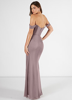 Azazie Kit Bridesmaid Dresses Dusk Mermaid Off the Shoulder Mesh Dress image4