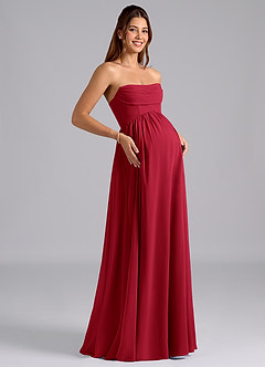 Azazie Saige Brautjungfernkleider für Schwangere A-Linie Plissee Chiffon Bodenlänge Kleid image8
