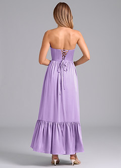 Azazie Leilana Bridesmaid Dresses Lilac A-Line Corset Stretch Satin Dress image2