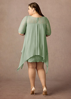 Azazie Flo Mother of the Bride Dresses Dusty Sage A-Line Lace Chiffon Dress image7