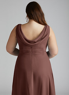 Azazie Karina Bridesmaid Dresses Espresso A-Line Pleated Chiffon Dress image10