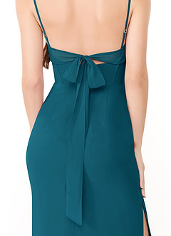 Azazie Mai Bridesmaid Dresses Ink Blue Sheath Pleated Chiffon Dress image6