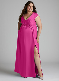 Azazie Allessia Abiti da damigella d'onore premaman Abito A-Line Plissettato Raso Elasticizzato Floor-Length image9