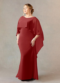 Azazie Dion Mother of the Bride Dresses Rust Sheath Scoop Stretch Crepe Dress image10