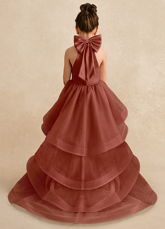 Azazie Bev Abiti da Ragazza di Fiori Abito A-Line in Tulle Convertibile Auburn image1