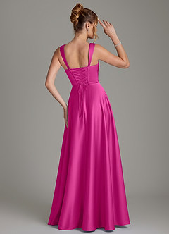 Azazie Azaria Bridesmaid Dresses Fuchsia A-Line Corset Stretch Satin Dress image5