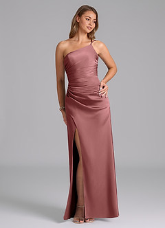 Azazie Eren Bridesmaid Dresses Amethyst Mermaid One Shoulder Stretch Satin Dress image4