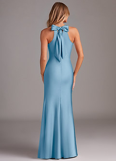 Azazie Doretta Brautjungfernkleider Meerjungfrau-Linie Plissee Stretch-Satin Kleid Stahlblau image2