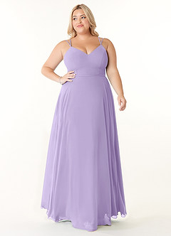 Azazie Janine Bridesmaid Dresses Lilac A-Line V-Neck Chiffon Dress image6