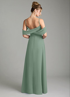 Azazie Mercedes Bridesmaid Dresses Silver Sage A-Line Off the Shoulder Chiffon Dress image6