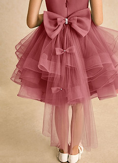 Azazie Tinie Robe Demoiselle D'honneur Fillette Robe Princesse en Tulle Arc Antique Rose image7