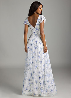 Azazie Omari Bridesmaid Dresses Blue Cottage Floral A-Line Chiffon Dress image7