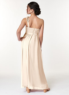 Azazie Flower Junior White Alabaster A-Line Pleated Chiffon Dress image6