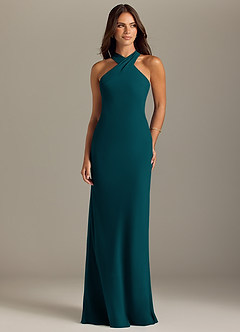 Azazie Doretta Bridesmaid Dresses Pine Mermaid Pleated Chiffon Dress image1
