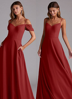 Azazie Marley Vestidos de damas de honor Vestido de Óxido de Gasa de Corte en A Convertible con Vestidos sin tirantes image8