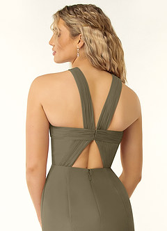 Azazie Rue Abiti da Damigella Abito A-Line in Chiffon con Scollo Halter Willow Green image3