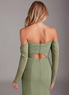 Azazie Hallie Bridesmaid Dresses Pistachio Mermaid Long Sleeve Chiffon Dress image7