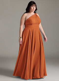 Azazie Charlize Bridesmaid Dresses Cinnamon A-Line One Shoulder Chiffon Dress image10
