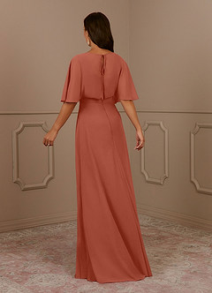 Azazie Oksana Vestidos para mãe da noiva Vestido Argila de Chiffon de Linha A com Plissado image3