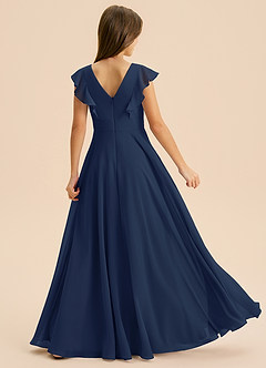 Azazie Anysa Junior Robe Trapèze en Mousseline de soie Rayé Bleu Marine Foncé image2