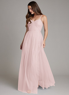 Azazie Teagan Bridesmaid Dresses Blushing Pink A-Line Sweetheart Neckline Tulle Dress image1