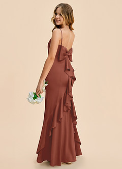 Azazie Lioren Junior Auburn Sheath Bow Stretch Satin Dress image3