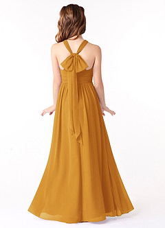 Azazie Jaylah Junior Butterscotch A-Line Ruched Chiffon Dress image1