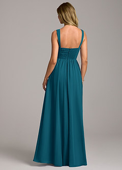 Azazie Rosaline Bridesmaid Dresses Ink Blue A-Line Side Slit Chiffon Dress image6