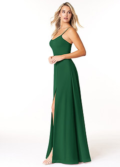 Azazie Moira Brautjungfernkleider A-Linie Schaufel Chiffon Kleid Dunkelgrün image3