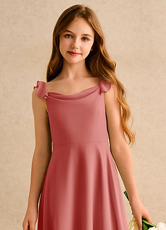 Azazie Puppy Girls Formal Flower Girl Dresses Antique Rose A-Line Pleated Chiffon Dress image6