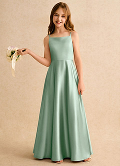 Azazie Joella Girls Formal Flower Girl Klänningar Klä A-Line i Stretch Satin Plisserad image2