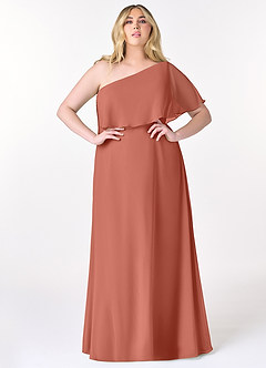 Azazie Lizzy Bridesmaid Dresses Clay A-Line One Shoulder Chiffon Dress image8