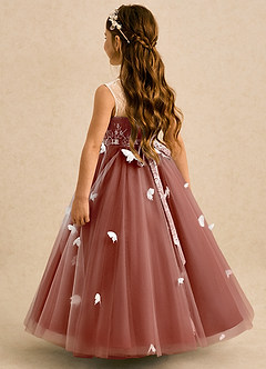 Azazie Mariposa Flower Girl Dresses Auburn Ball-Gown Lace Tulle Dress image5
