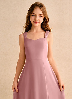 Azazie Makani Girls Formal Flower Girl Dresses Dusty Rose A-Line Sweetheart Neckline Chiffon Dress image6