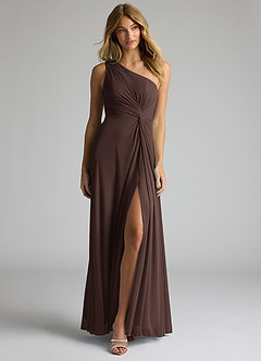 Azazie Brooke Jurken voor bruidsmeisjes Jurk van Mesh met A-Lijn One-Shoulder Ganache image4