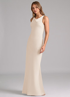 Azazie Allettie Bridesmaid Dresses White Alabaster Mermaid Stretch Satin Dress image4