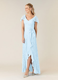 Azazie Knox Kleider für die Brautmutter A-Linie V-Hals Chiffon Kleid Himmelblau image3