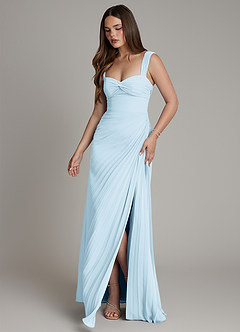 Azazie Amberly Bridesmaid Dresses Sky Blue Sheath Sweetheart Neckline Chiffon Dress image4