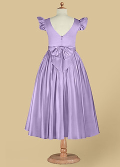 Azazie Violeta Flower Girl Dresses Lilac Ball-Gown Bow Matte Satin Dress image11