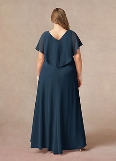 Azazie Eliza Final Sale Black A-Line V-Neck Pleated Chiffon Dress image7
