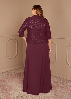 Azazie Cornelia Mother of the Bride Dresses Cabernet Sheath Square Neckline Sequins Chiffon Dress image14