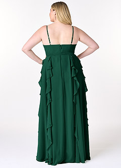 Azazie Peyton Bridesmaid Dresses Emerald A-Line Ruched Chiffon Dress image8