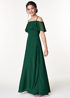 Azazie Maggie Junior Emerald A-Line Off the Shoulder Chiffon Dress image5